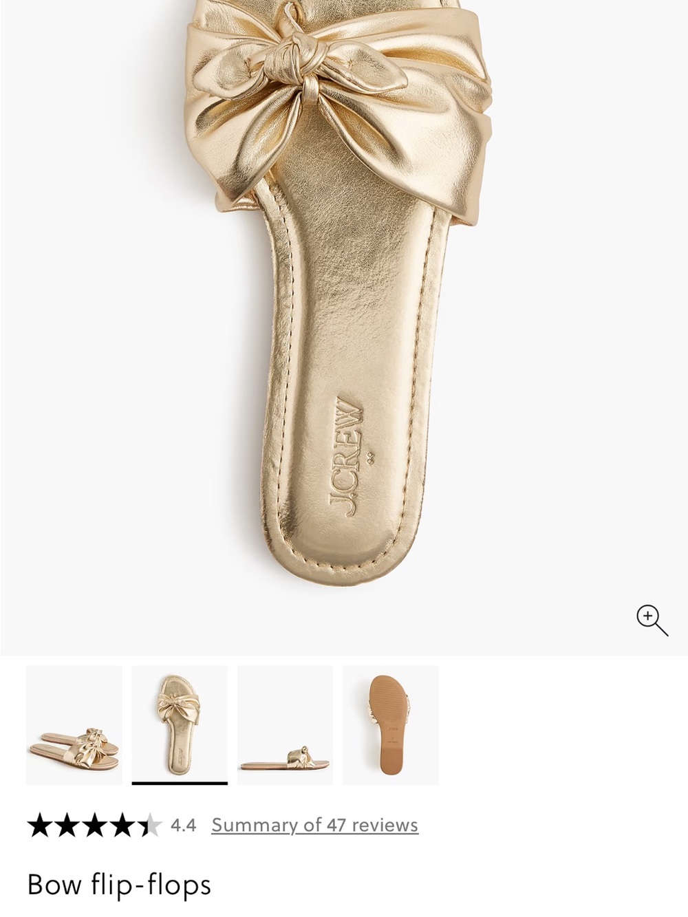 J.Crew Metallic Gold Bow Slide Sandals